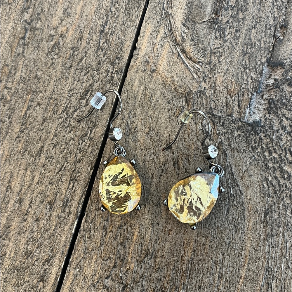 Yellow Teardrop Dangle Earrings
